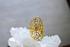 Skeletal Rose Floral Ring - We Love Brass