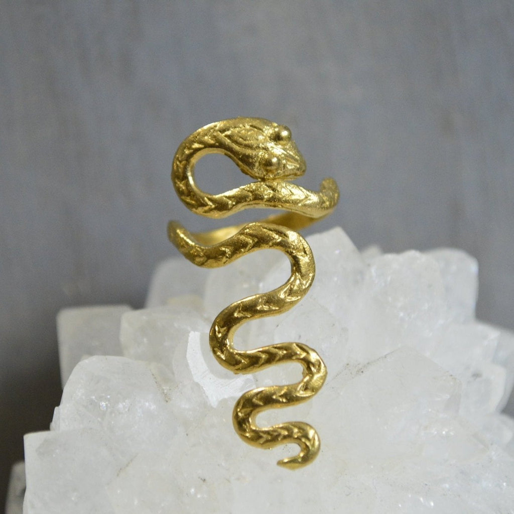 Slither Brass Serpent Ring - We Love Brass