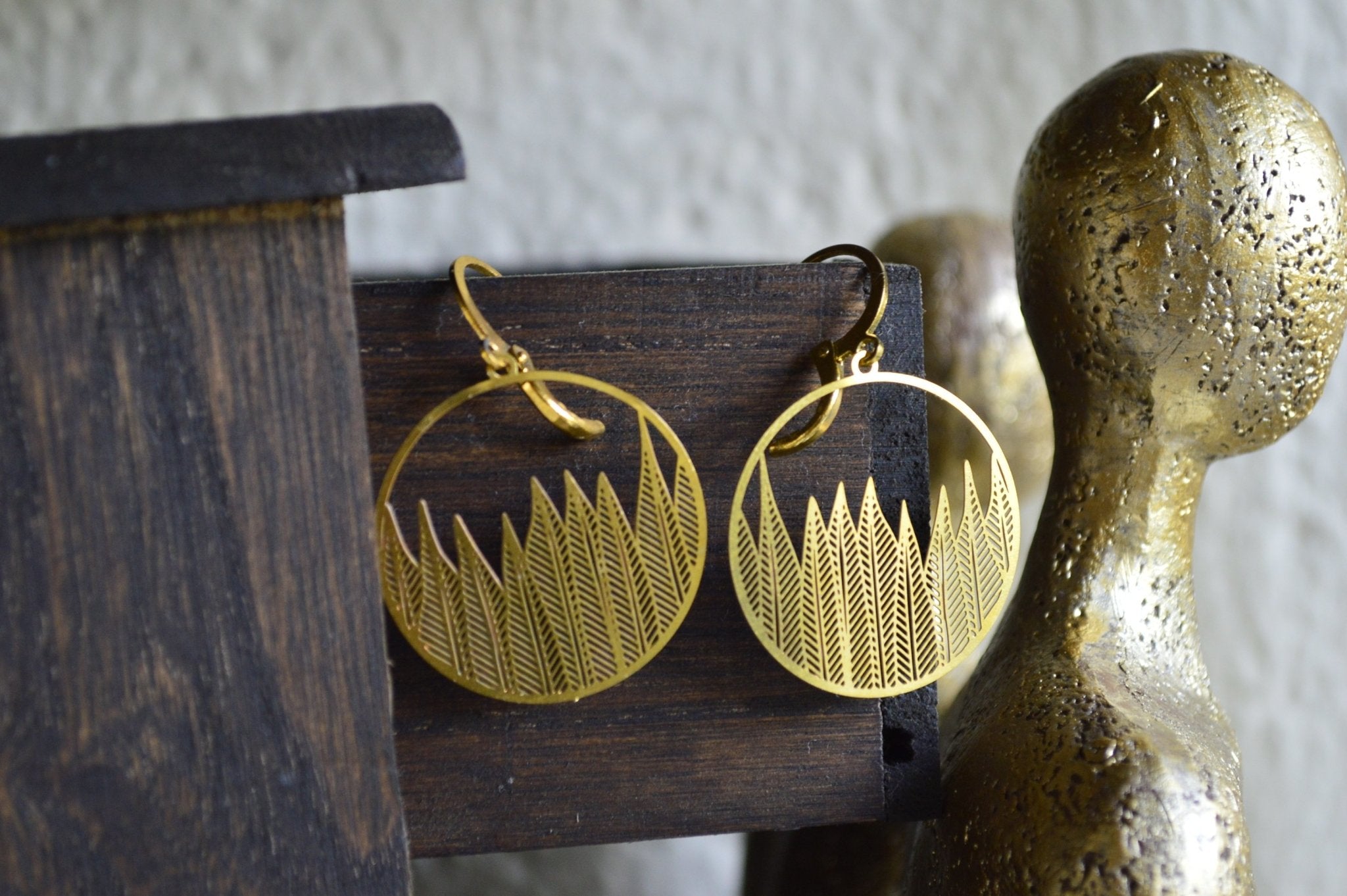 Snake Plants - Brass Earrings - We Love Brass