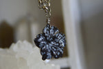 Load image into Gallery viewer, Snowflake Obsidian Flower Necklace - We Love Brass
