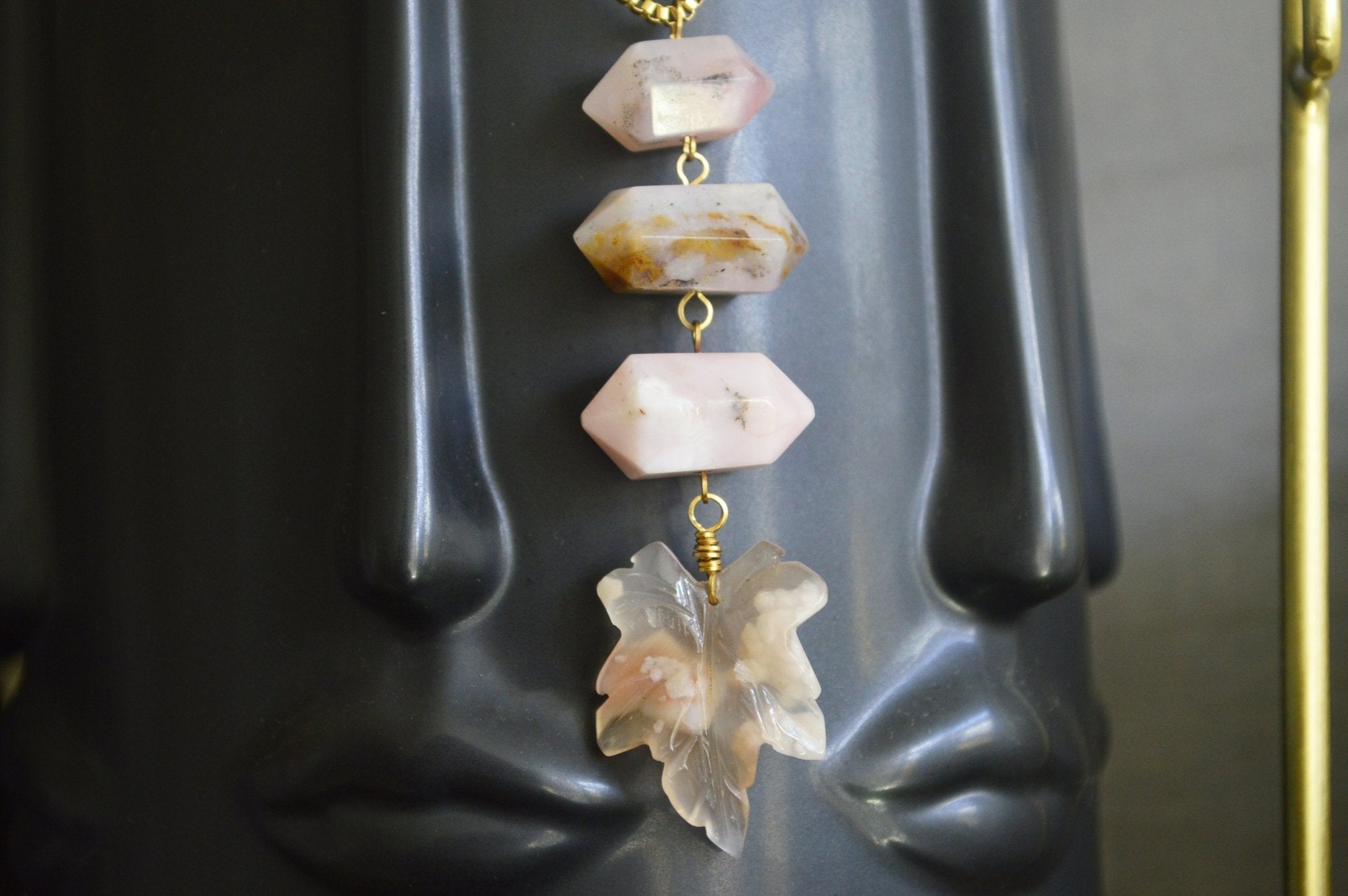 Softly - Brass Cherry Agate Amulet - We Love Brass