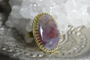 Softly - Rose and Lilac Colored Brass Moss Agate Ring - We Love Brass
