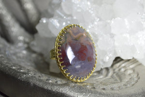 Softly - Rose and Lilac Colored Brass Moss Agate Ring - We Love Brass
