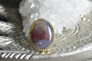 Softly - Rose and Lilac Colored Brass Moss Agate Ring - We Love Brass