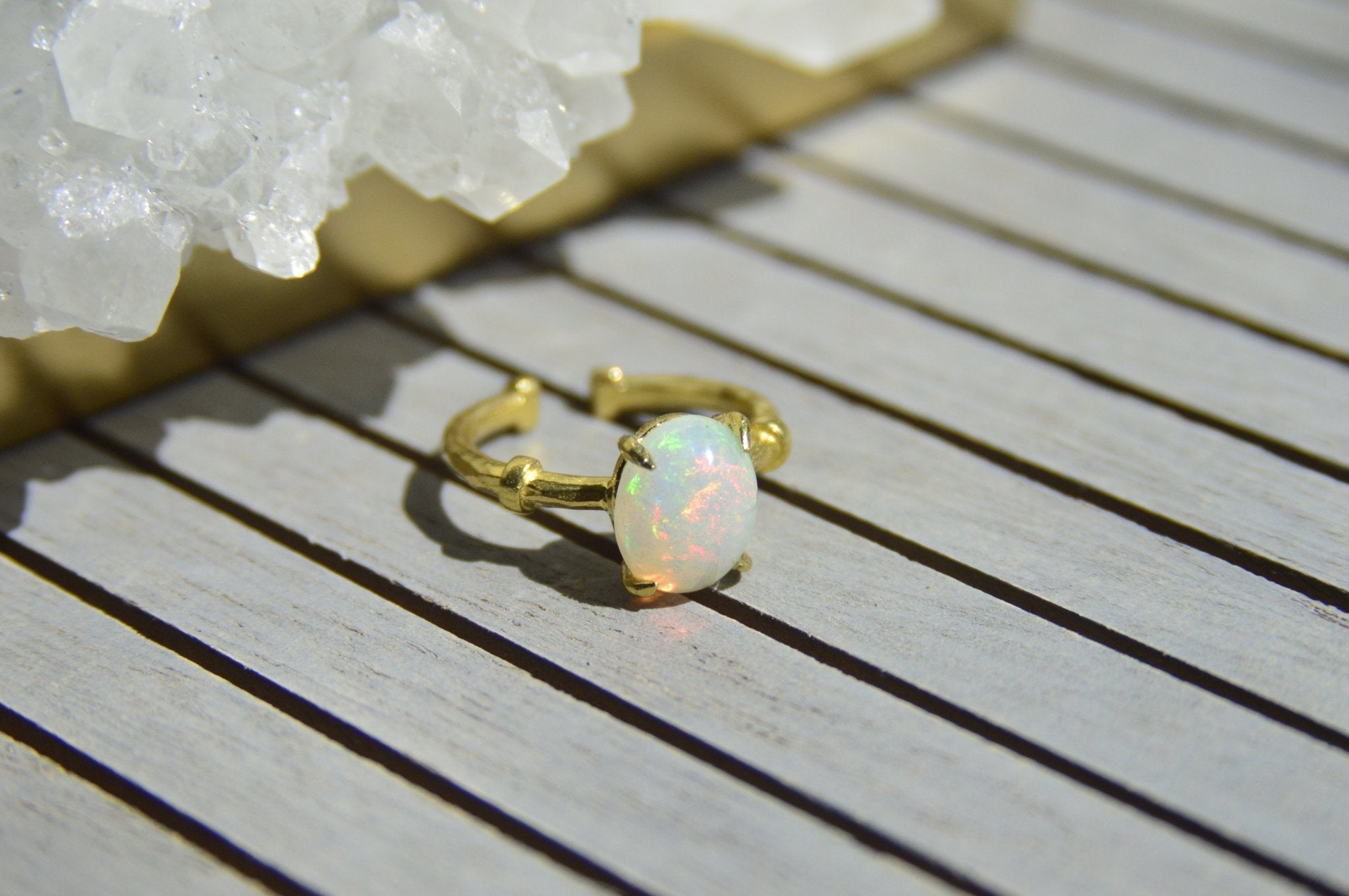 Solitaire Ethiopian Opal Ring - We Love Brass