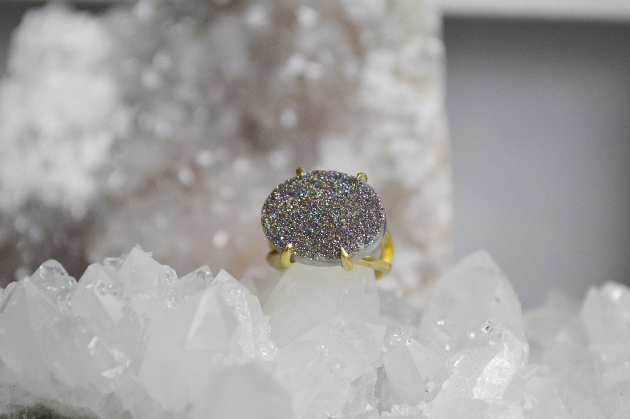 Sparkling Rainbow Brass Druzy Ring - We Love Brass