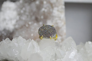 Sparkling Rainbow Brass Druzy Ring - We Love Brass