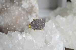 Sparkling Rainbow Brass Druzy Ring - We Love Brass