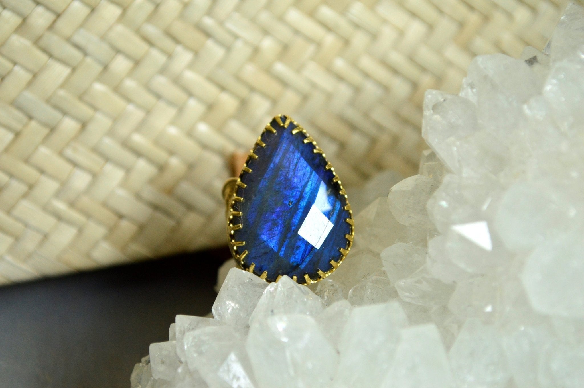 Spoon Fed - Labradorite Brass Ring - We Love Brass