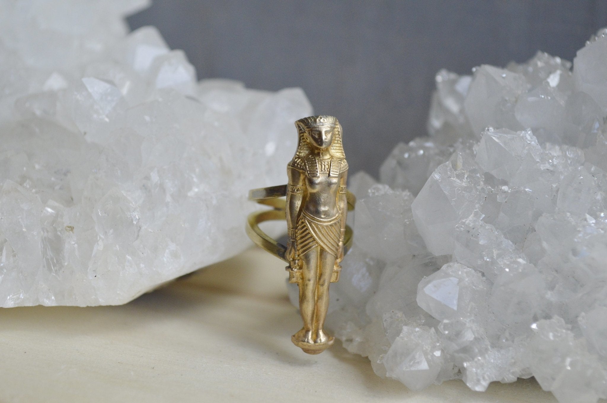 Statuesque Vintage Egyptian Revival Ring - We Love Brass