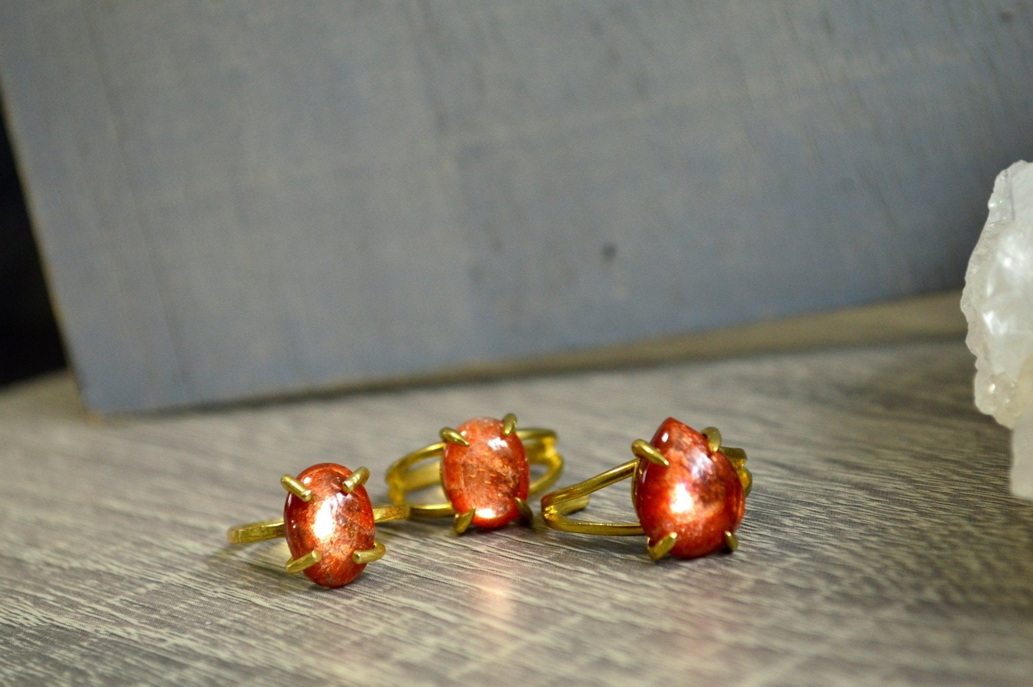 Sun Sparkles - Sandstone Brass Rings - We Love Brass