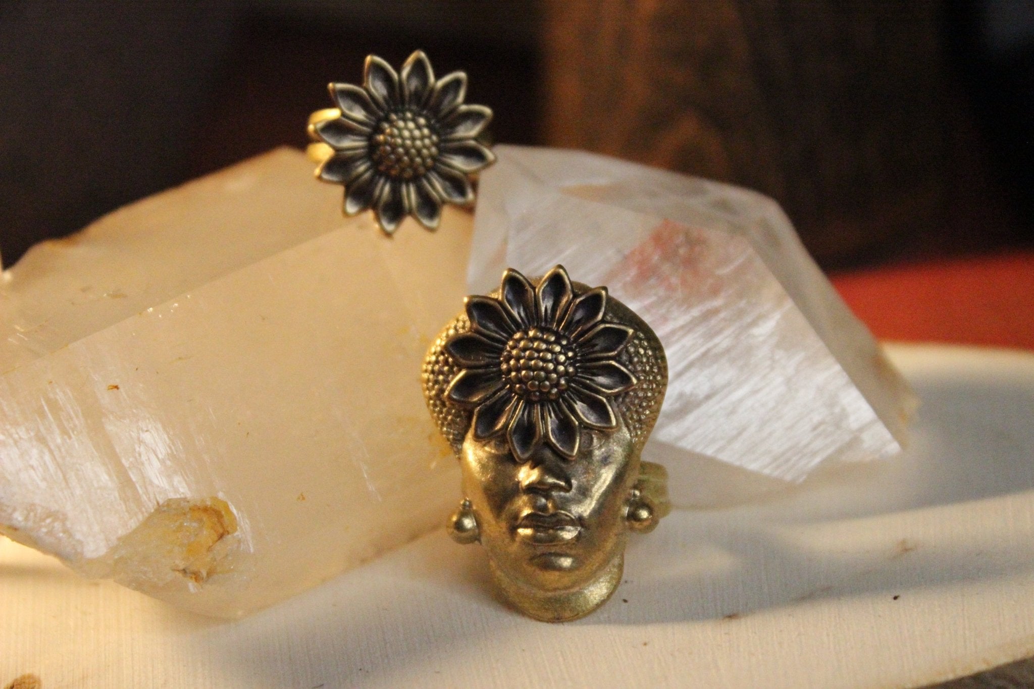 Sunflower Goddess Vintage Ring Set - Brass - We Love Brass