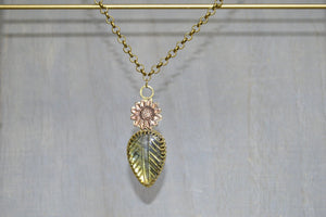Sunshowers - Sunflower Labradorite Necklace - We Love Brass