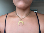 Cargar imagen en el visor de la galería, Super Flower Blood Moon - Brass Crescent Moon Necklace - We Love Brass
