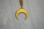 Load image into Gallery viewer, Super Flower Blood Moon - Brass Crescent Moon Necklace - We Love Brass
