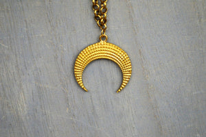 Super Flower Blood Moon - Brass Crescent Moon Necklace - We Love Brass
