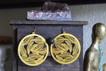 Load image into Gallery viewer, Take Flight - Brass Hoop Feather Earrings - We Love Brass
