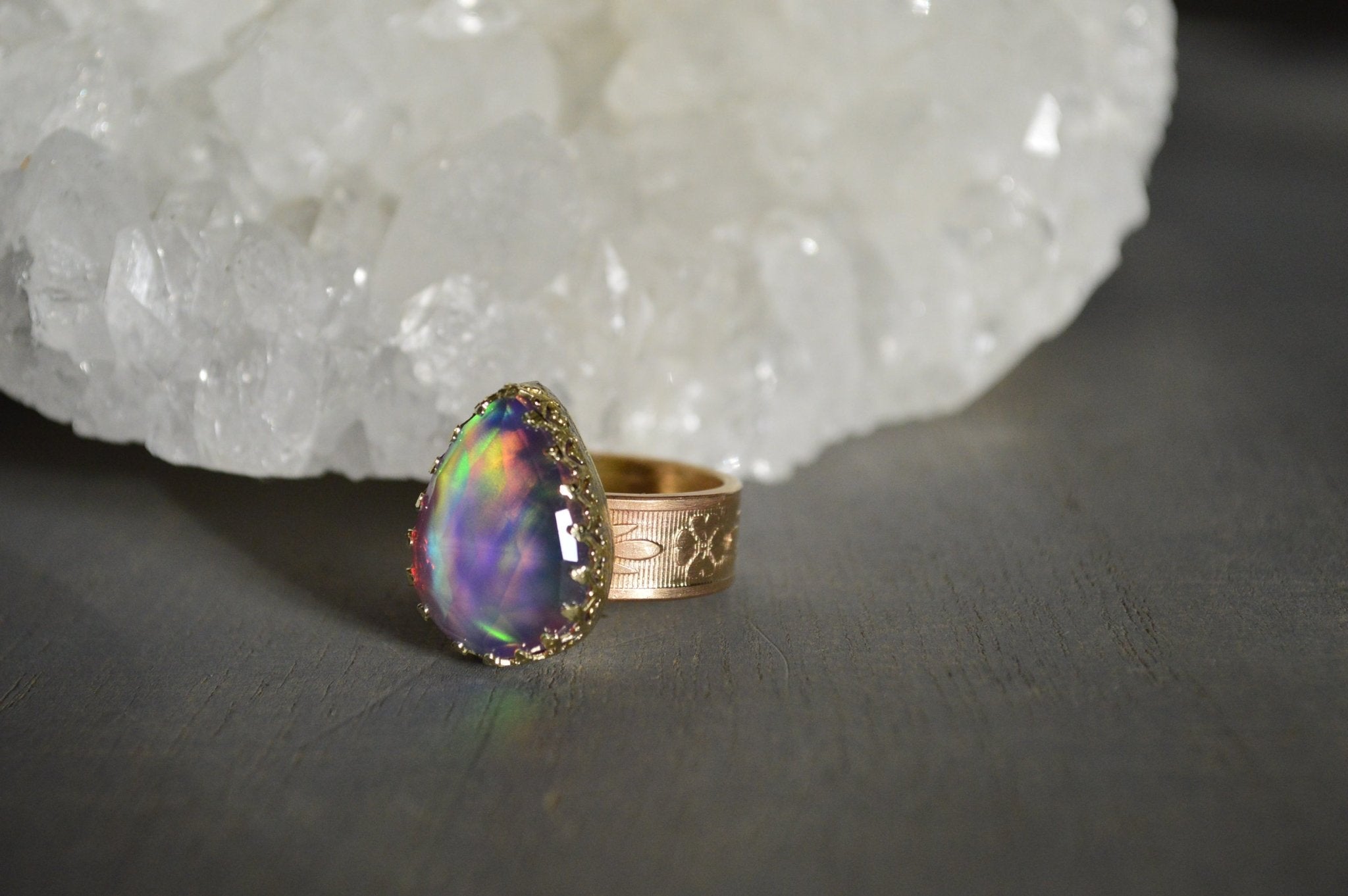 Teardop Opal Ring - We Love Brass