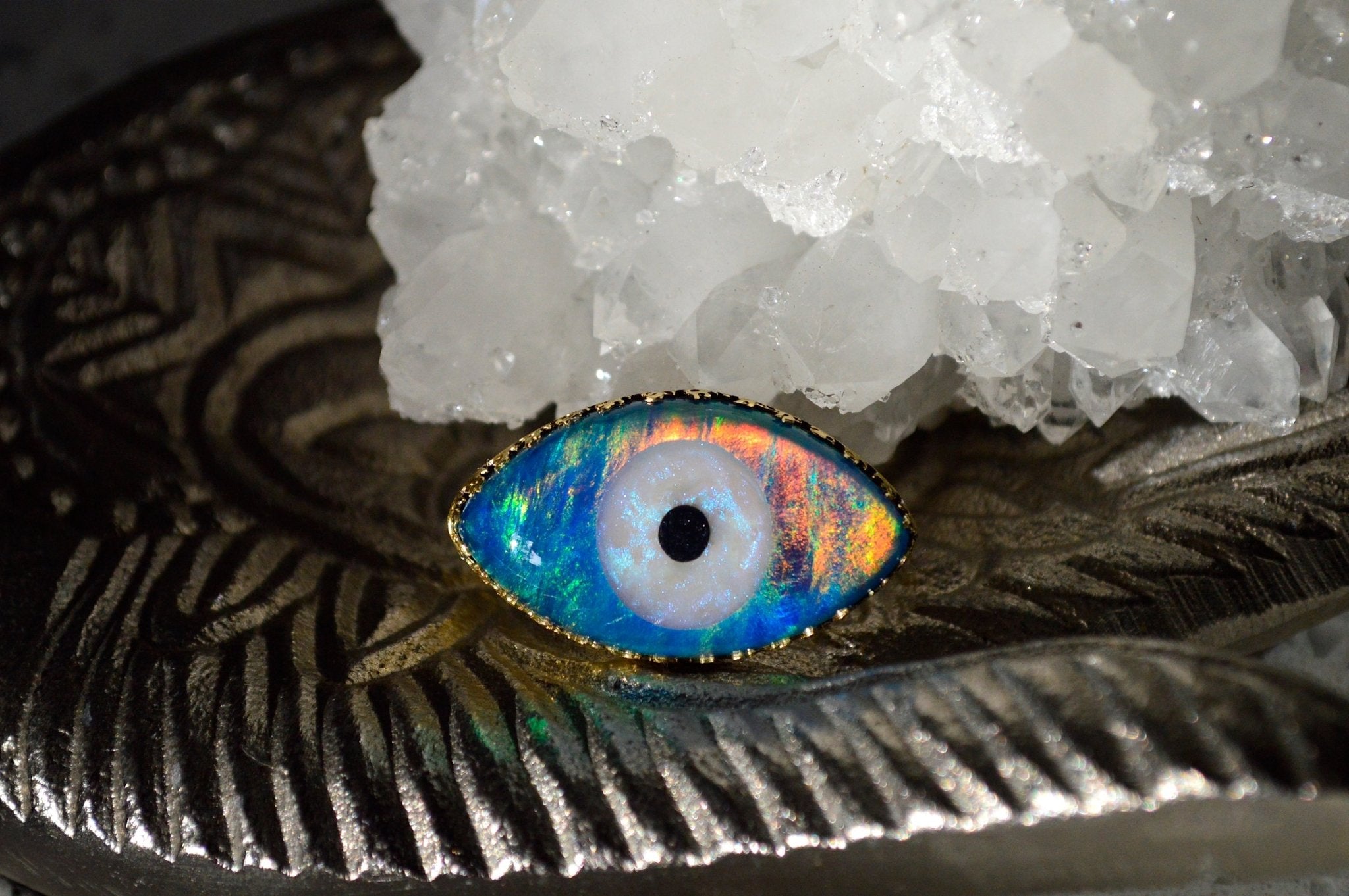 The Fire Within - Third Eye Opal Brass Ring - We Love Brass