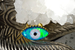 The Fire Within - Third Eye Opal Brass Ring - We Love Brass