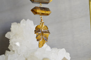 The Golden Leaf Tiger's Eye Necklace Set - We Love Brass
