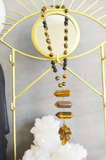 Load image into Gallery viewer, The Golden Leaf Tiger&#39;s Eye Necklace Set - We Love Brass
