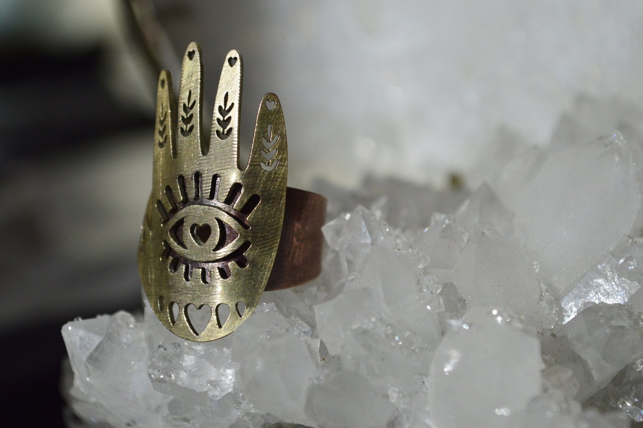 The Look of Love - Brass Palmistry Ring - We Love Brass