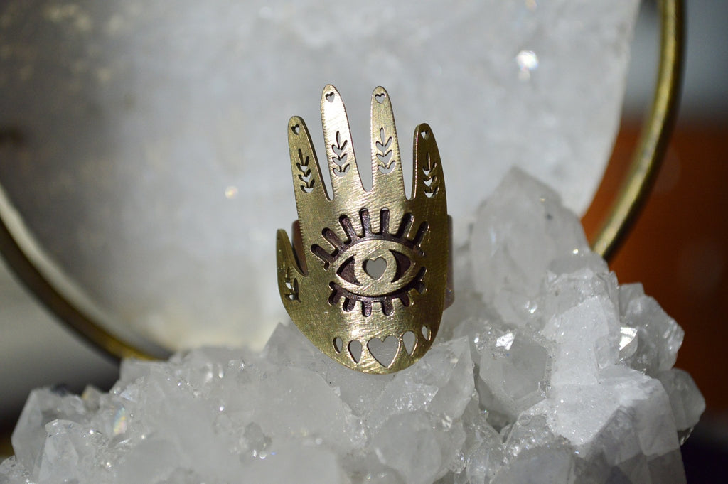 The Look of Love - Brass Palmistry Ring - We Love Brass