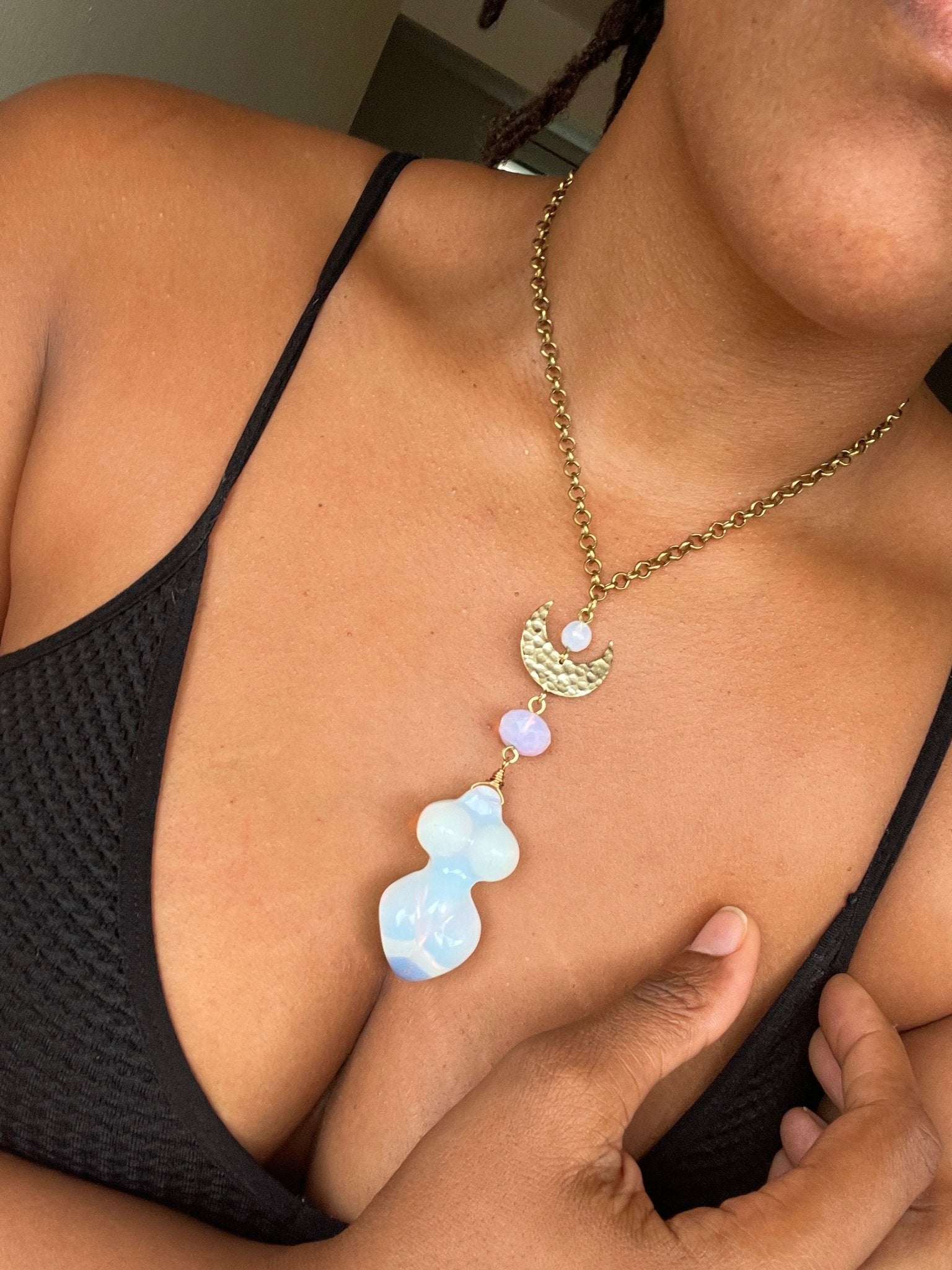 The Moon Goddess Opalite Necklace - We Love Brass