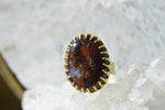 Load image into Gallery viewer, The Nebula - Deep Red Moss Agate Ring - We Love Brass
