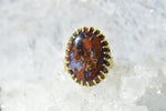 Cargar imagen en el visor de la galería, The Nebula - Deep Red Moss Agate Ring - We Love Brass
