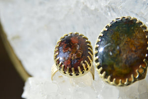 The Nebula - Deep Red Moss Agate Ring - We Love Brass