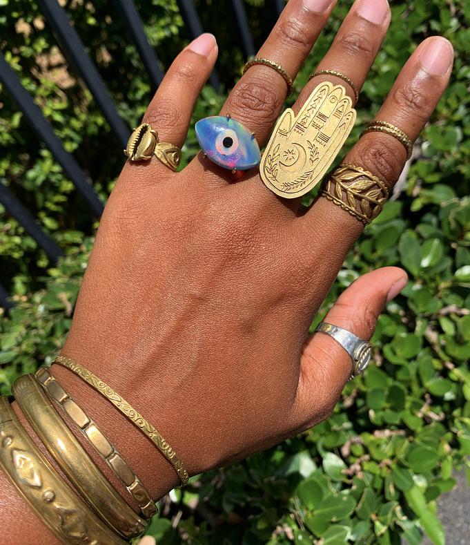 The Seer - a Lunar Inspired Brass Hamsa Ring - We Love Brass