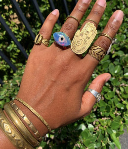 The Seer - a Lunar Inspired Brass Hamsa Ring - We Love Brass