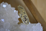 Cargar imagen en el visor de la galería, The Seer - a Lunar Inspired Brass Hamsa Ring - We Love Brass
