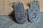 Load image into Gallery viewer, The Seer - Silver Hamsa Earrings - We Love Brass
