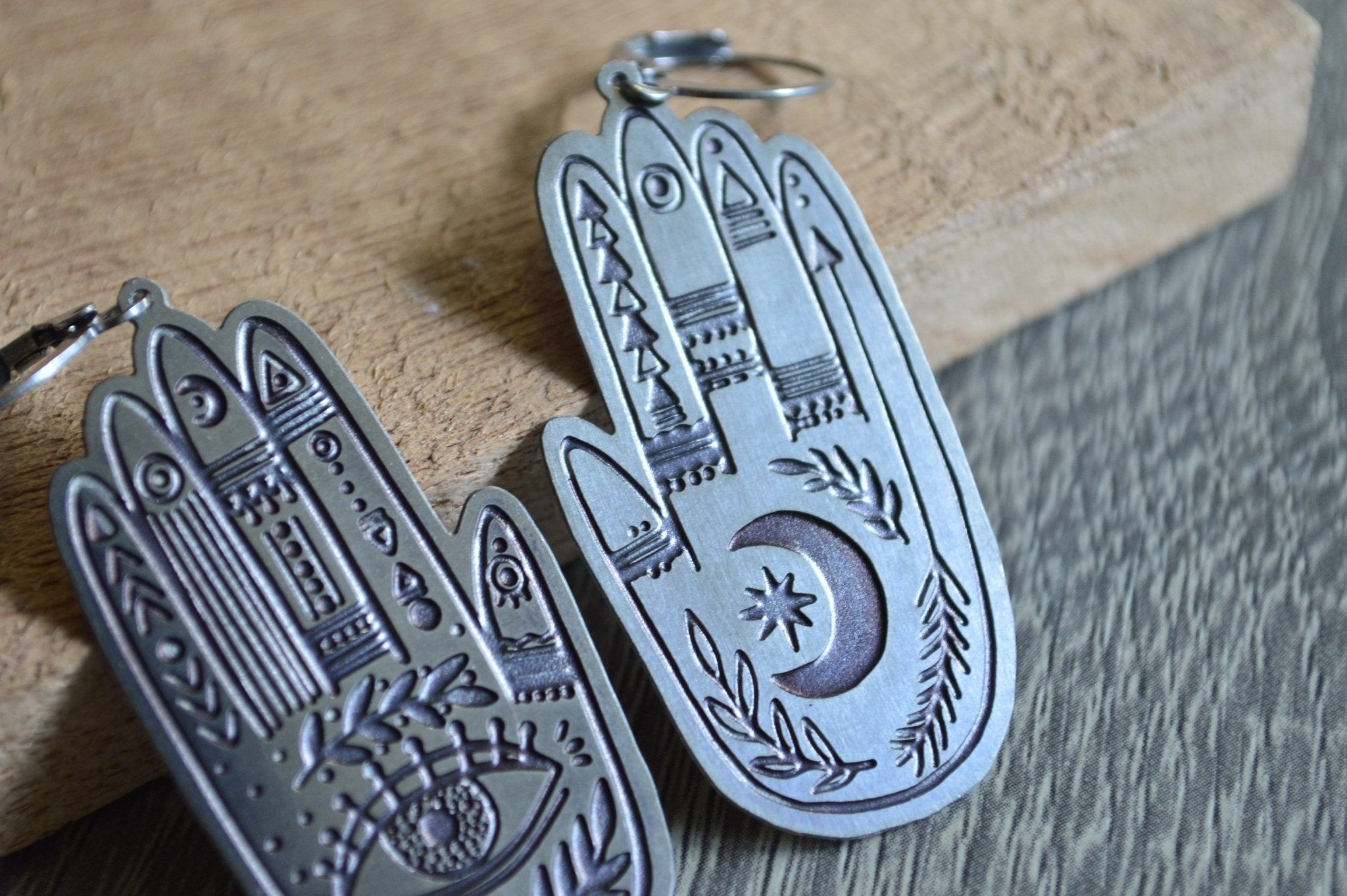 The Seer - Silver Hamsa Earrings - We Love Brass