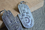 Load image into Gallery viewer, The Seer - Silver Hamsa Earrings - We Love Brass
