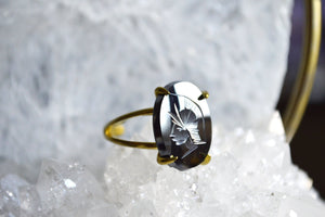 The Spartan - Hematite Intaglio Brass Ring - We Love Brass