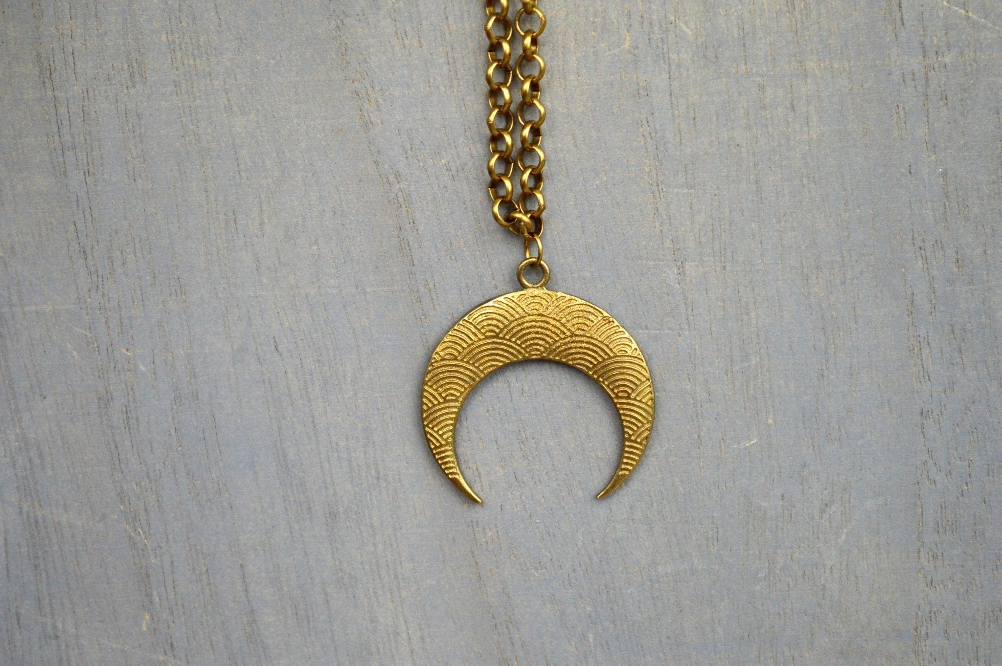 The Tide - Crescent Moon Brass Necklace - We Love Brass