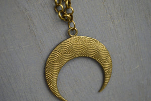 The Tide - Crescent Moon Brass Necklace - We Love Brass