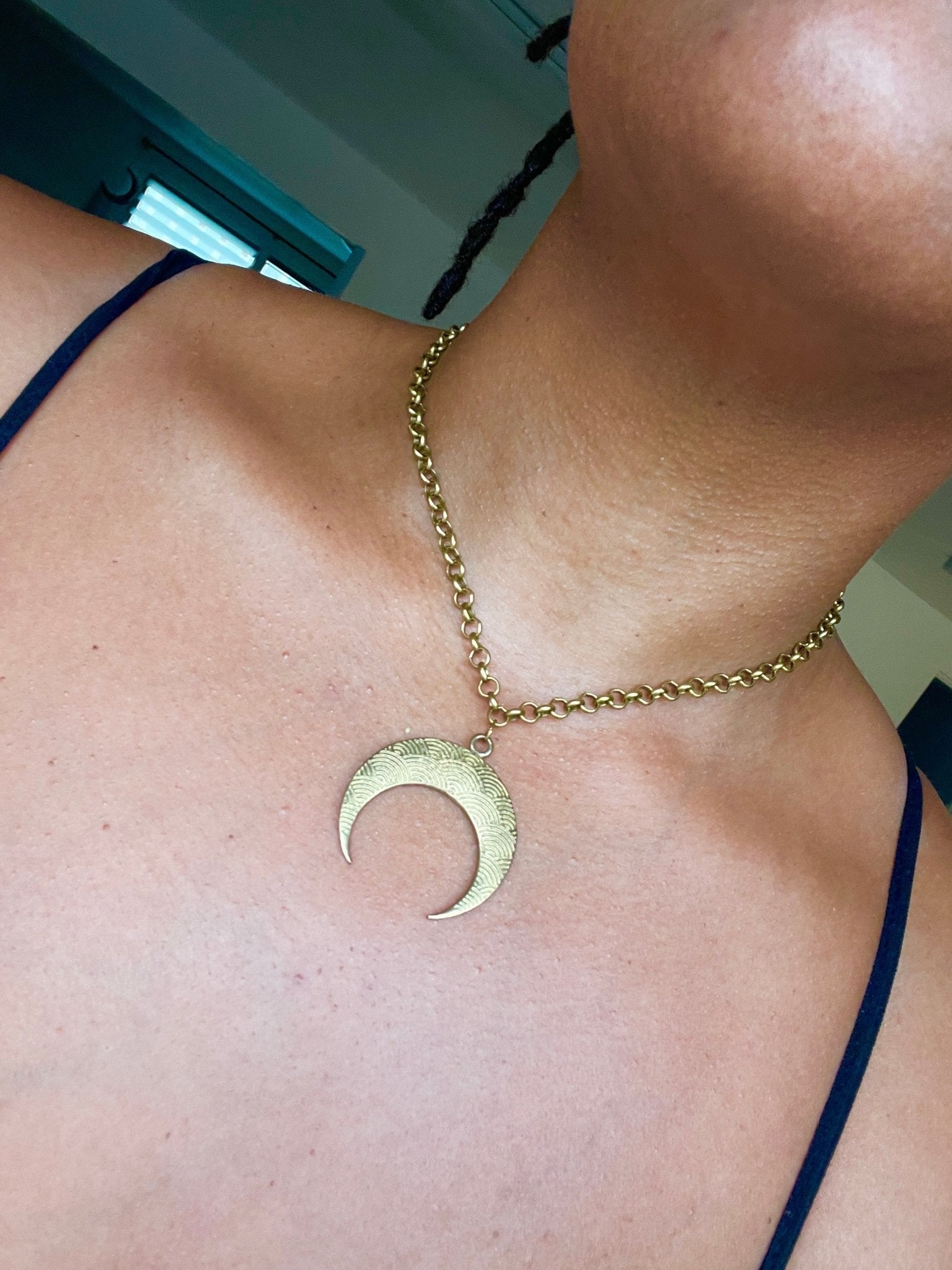 The Tide - Crescent Moon Brass Necklace - We Love Brass