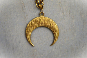 The Tide - Crescent Moon Brass Necklace - We Love Brass