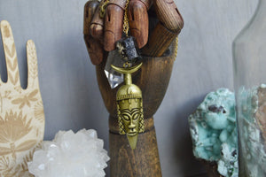 The Warrior - Black Tourmaline Crystal Necklace - We Love Brass