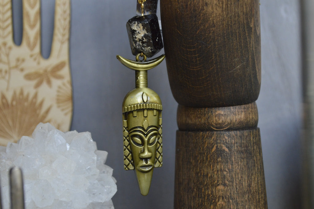 The Warrior - Black Tourmaline Crystal Necklace - We Love Brass