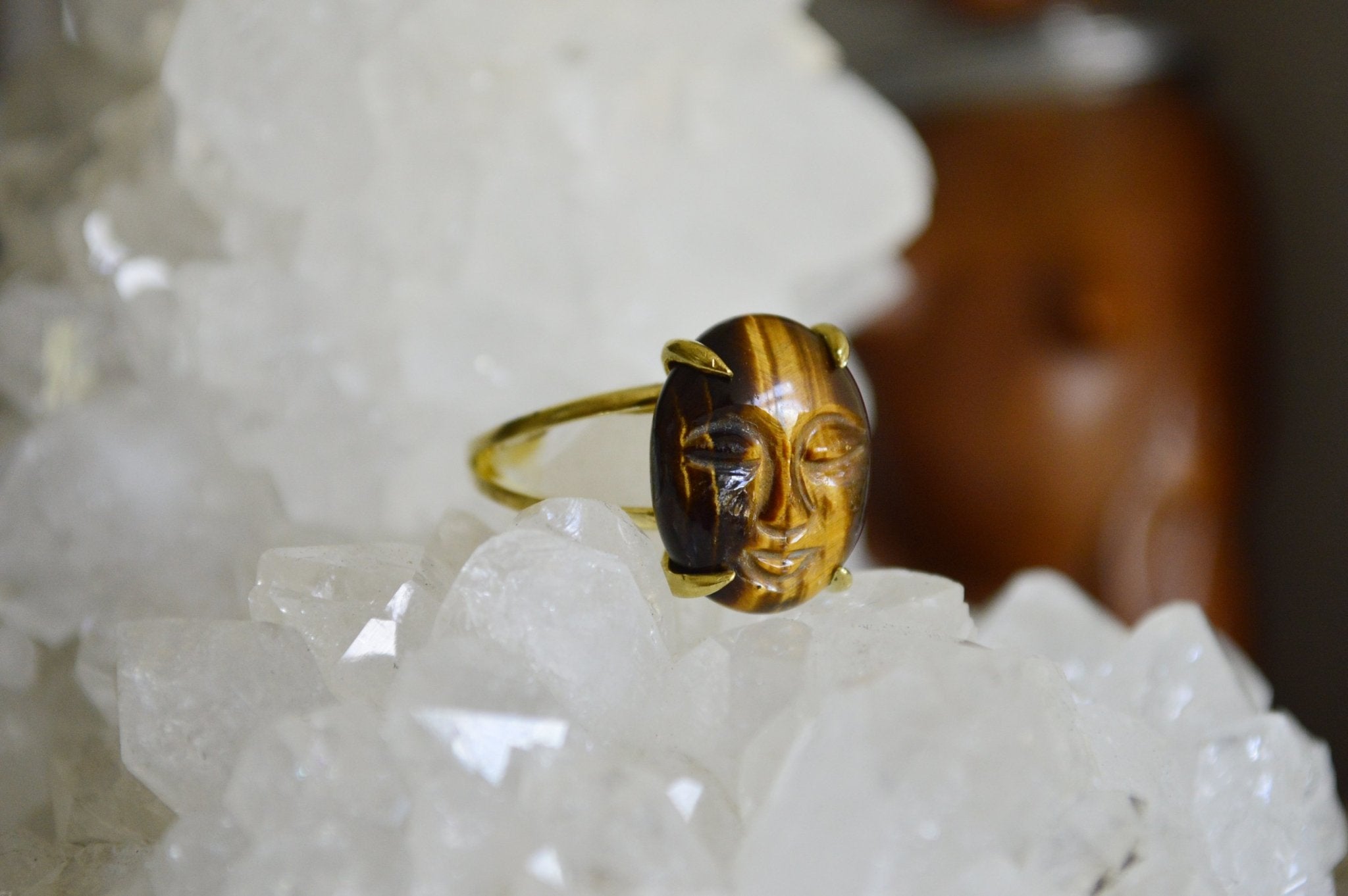 Tiger's Eye Brass Cameo Ring - We Love Brass
