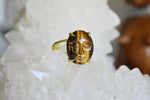 Cargar imagen en el visor de la galería, Tiger&#39;s Eye Brass Cameo Ring - We Love Brass
