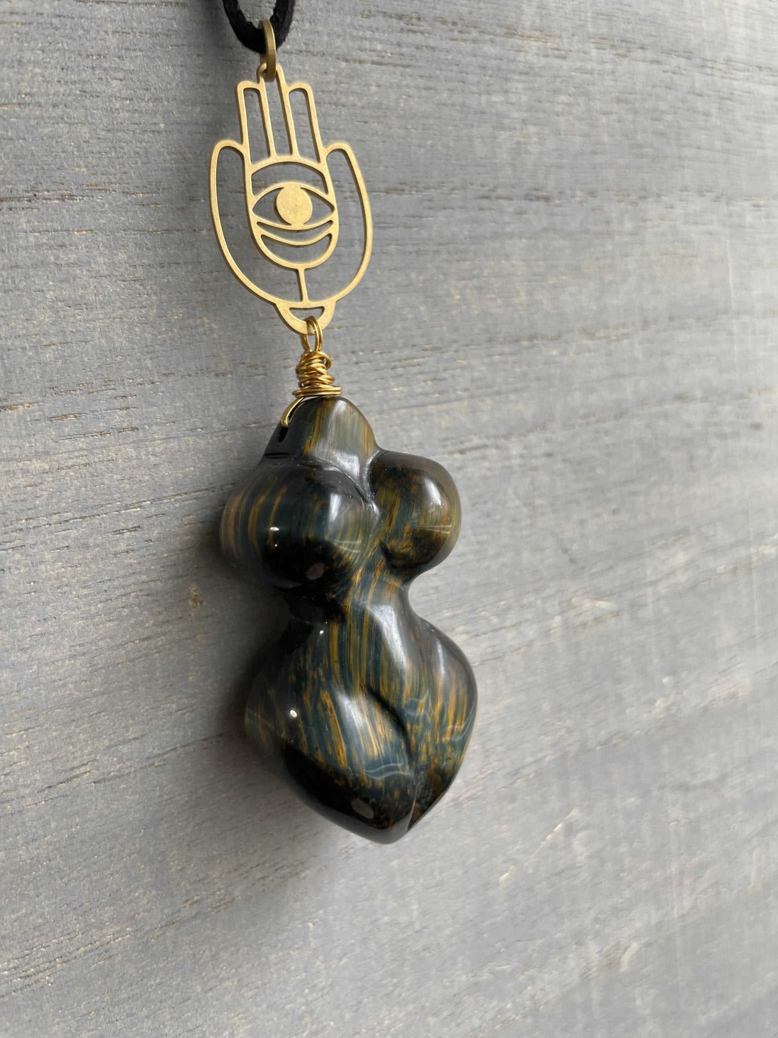 Tigre - Blue Tiger's Eye Divine Feminine Necklace - We Love Brass