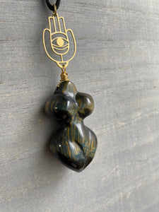 Tigre - Blue Tiger's Eye Divine Feminine Necklace - We Love Brass