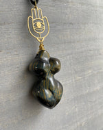 Load image into Gallery viewer, Tigre - Blue Tiger&#39;s Eye Divine Feminine Necklace - We Love Brass
